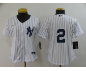 Nike Women's New York Yankees #2 Derek Jeter White Name On Back Baseball Jersey