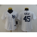 Nike Women's New York Yankees#45 Gerrit Cole White Name On Back Baseball Jersey