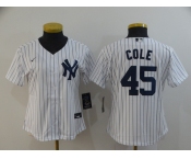 Nike Women's New York Yankees#45 Gerrit Cole White Name On Back Baseball Jersey