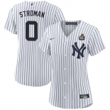 Women's New York Yankees #0 Marcus Stroman White 2024 World Series With Name Cool Base Stitched Baseball Jersey