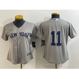 Women's New York Yankees #11 Anthony Volpe 2021 Grey Field of Dreams Cool Base Stitched Jersey