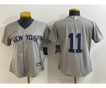 Women's New York Yankees #11 Anthony Volpe 2021 Grey Field of Dreams Cool Base Stitched Jersey