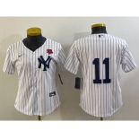 Women's New York Yankees #11 Anthony Volpe White Rose No Name Stitched Nike Cool Base Jersey