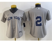 Women's New York Yankees #2 Derek Jeter Gray Field of Dreams Cool Base Jersey