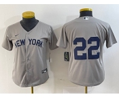 Women's New York Yankees #22 Juan Soto Gray Field of Dreams Cool Base Jersey