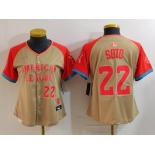 Women's New York Yankees #22 Juan Soto Number Cream 2024 All Star Limited Stitched Jersey