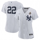 Women's New York Yankees #22 Juan Soto White 2024 World Series Cool Base Stitched Baseball Jersey