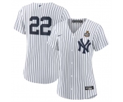 Women's New York Yankees #22 Juan Soto White 2024 World Series Cool Base Stitched Baseball Jersey