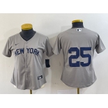 Women's New York Yankees #25 Gleyber Torres Gray Stitched Cool Base Nike Jersey