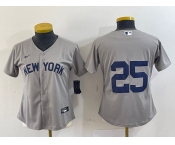 Women's New York Yankees #25 Gleyber Torres Gray Stitched Cool Base Nike Jersey