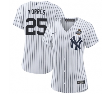 Women's New York Yankees #25 Gleyber Torres White 2024 World Series Cool Base Stitched Baseball Jersey