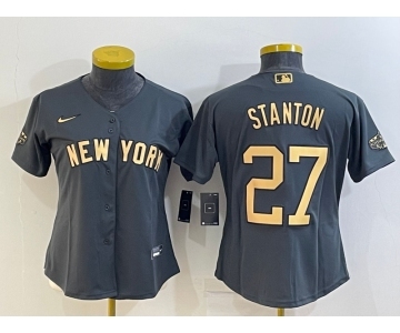 Women's New York Yankees #27 Giancarlo Stanton Grey 2022 All Star Stitched Cool Base Nike Jersey