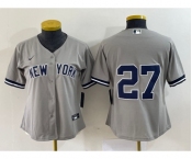 Women's New York Yankees #27 Giancarlo Stanton Grey No Name Stitched Cool Base Jersey