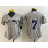 Women's New York Yankees #7 Mickey Mantle 2021 Grey Field of Dreams Cool Base Stitched Jersey