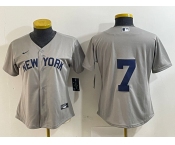 Women's New York Yankees #7 Mickey Mantle 2021 Grey Field of Dreams Cool Base Stitched Jersey