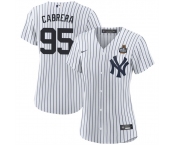 Women's New York Yankees #95 Oswaldo Cabrera White 2024 World Series Cool Base Stitched Baseball Jersey