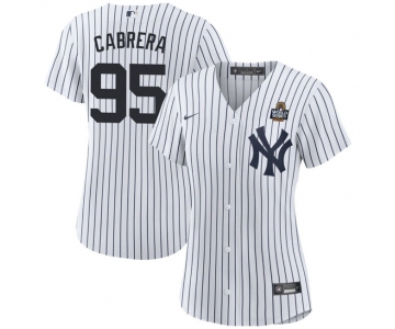 Women's New York Yankees #95 Oswaldo Cabrera White 2024 World Series Cool Base Stitched Baseball Jersey