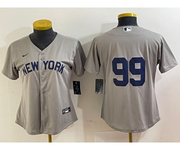 Women's New York Yankees #99 Aaron Judge 2021 Grey Field of Dreams Cool Base Stitched Jersey