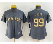 Women's New York Yankees #99 Aaron Judge Grey 2022 All Star Stitched Cool Base Nike Jersey