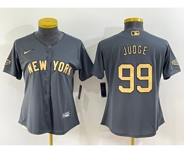 Women's New York Yankees #99 Aaron Judge Grey 2022 All Star Stitched Cool Base Nike Jersey