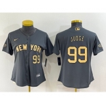 Women's New York Yankees #99 Aaron Judge Number Grey 2022 All Star Stitched Cool Base Nike Jersey