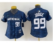 Women's New York Yankees #99 Aaron Judge Number Royal 2023 All Star Cool Base Stitched Baseball Jersey