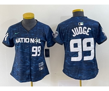 Women's New York Yankees #99 Aaron Judge Number Royal 2023 All Star Cool Base Stitched Baseball Jersey