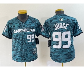 Women's New York Yankees #99 Aaron Judge Number Teal 2023 All star Cool Base Stitched Baseball Jersey