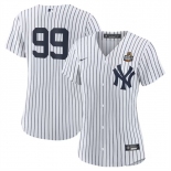 Women's New York Yankees #99 Aaron Judge White 2024 World Series Cool Base Stitched Baseball Jersey