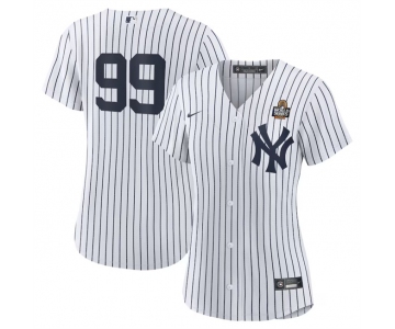 Women's New York Yankees #99 Aaron Judge White 2024 World Series Cool Base Stitched Baseball Jersey