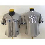 Women's New York Yankees Blank Gray Stitched MLB Cool Base Nike Jersey1