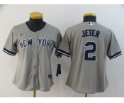 Nike Youth New York Yankees #2 Derek Jeter Authentic Grey Road Baseball Jersey