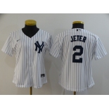 Nike Youth New York Yankees #2 Derek Jeter Replica White Name On Back Baseball Jersey