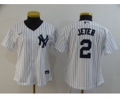 Nike Youth New York Yankees #2 Derek Jeter Replica White Name On Back Baseball Jersey