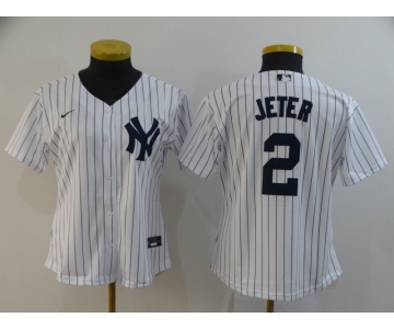 Nike Youth New York Yankees #2 Derek Jeter Replica White Name On Back Baseball Jersey