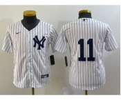 Youth New York Yankees #11 Anthony Volpe White No Name Stitched MLB Nike Cool Base Jersey