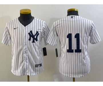 Youth New York Yankees #11 Anthony Volpe White No Name Stitched MLB Nike Cool Base Jersey