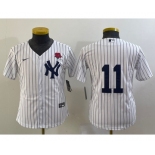 Youth New York Yankees #11 Anthony Volpe White Rose No Name Stitched Nike Cool Base Jersey