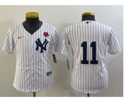 Youth New York Yankees #11 Anthony Volpe White Rose No Name Stitched Nike Cool Base Jersey