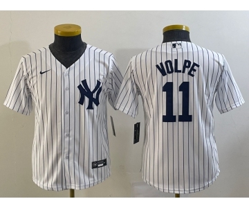 Youth New York Yankees #11 Anthony Volpe White Stitched MLB Cool Base Nike Jersey