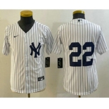 Youth New York Yankees #22 Jacoby Ellsbury White Jersey