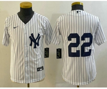 Youth New York Yankees #22 Jacoby Ellsbury White Jersey