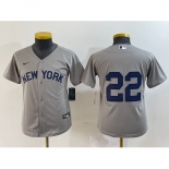 Youth New York Yankees #22 Juan Soto Gray Field of Dreams Cool Base Jersey