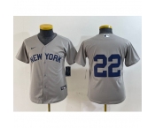 Youth New York Yankees #22 Juan Soto Gray Field of Dreams Cool Base Jersey