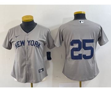 Youth New York Yankees #25 Gleyber Torres Gray Stitched Cool Base Nike Jersey