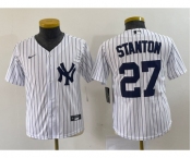 Youth New York Yankees #27 Giancarlo Stanton White Stitched Cool Base Nike Jersey