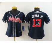 Nike Women's Atlanta Braves #13 Ronald Acuna Jr. Authentic Dark Blue Alternate Cool Base Baseball Jersey