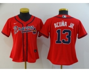 Nike Women's Atlanta Braves #13 Ronald Acuna Jr. Authentic Red Alternate Cool Base Baseball Jersey