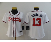 Nike Women's Atlanta Braves #13 Ronald Acuna Jr. Authentic White Alternate Cool Base Baseball Jersey