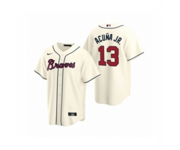 Women Atlanta Braves #13 Ronald Acuna Jr. Nike Cream 2020 Replica Alternate Jersey